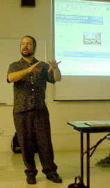 Evan Mills lecturing.